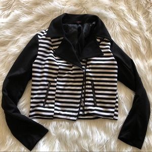 Striped moto jacket - soft sweater material